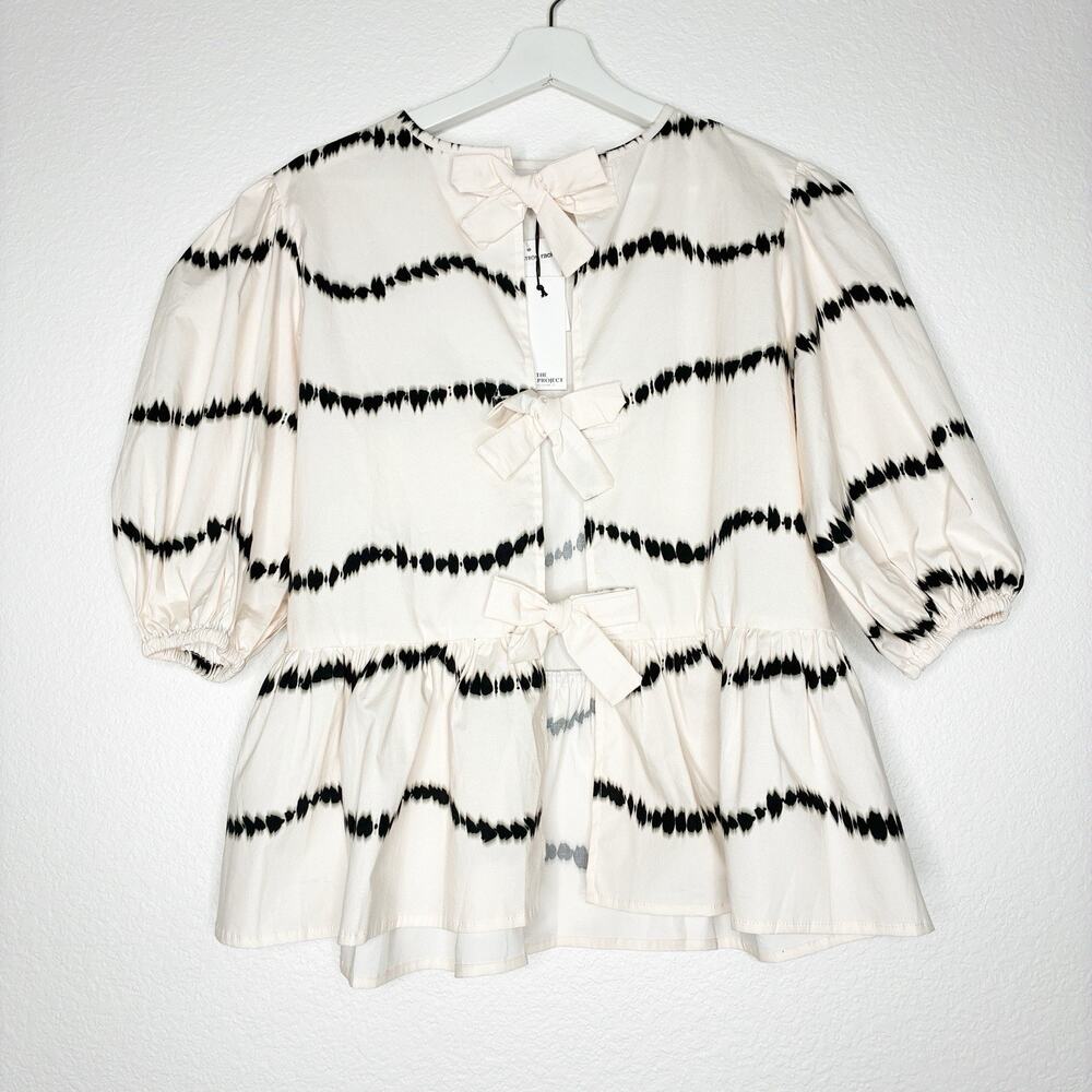 The Lulo Project Orchid Beige Waves Tie Front Blouse and Skirt Set M NWT - Picture 4 of 16